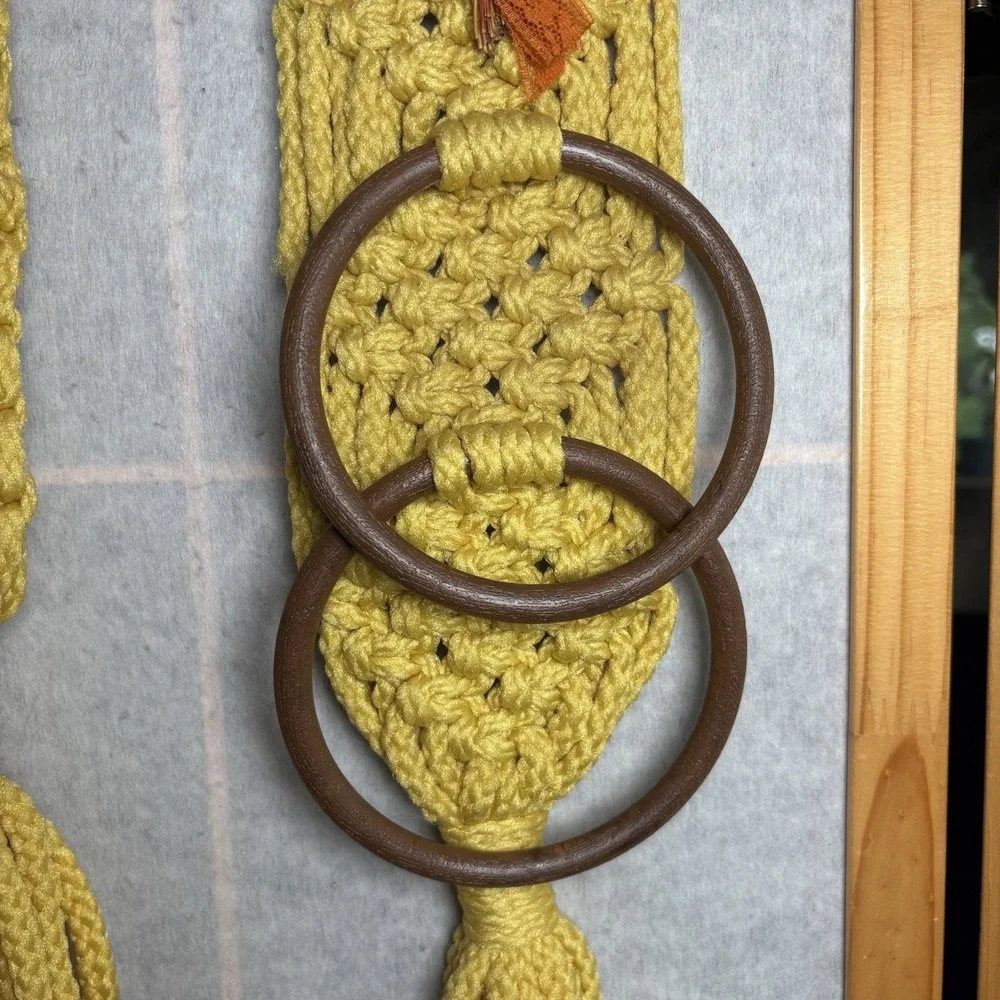 Vintage Macrame With Dried Flowers Towel Hanger Wall Decor Set Cottagecore‎
